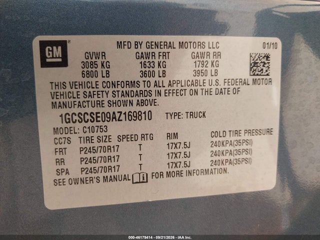 Aukcja sprzedaży 2010 Chevrolet Silverado 1500 Lt, vin: 1GCSCSE09AZ169810, numer aukcji: 46179414