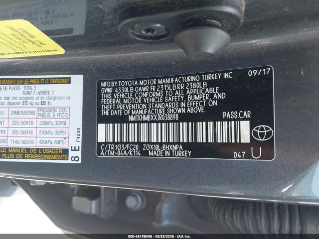 2018 Toyota C-hr Xle Premium მანქანა იყიდება აუქციონზე, vin: NMTKHMBXXJR038898, აუქციონის ნომერი: 46179416
