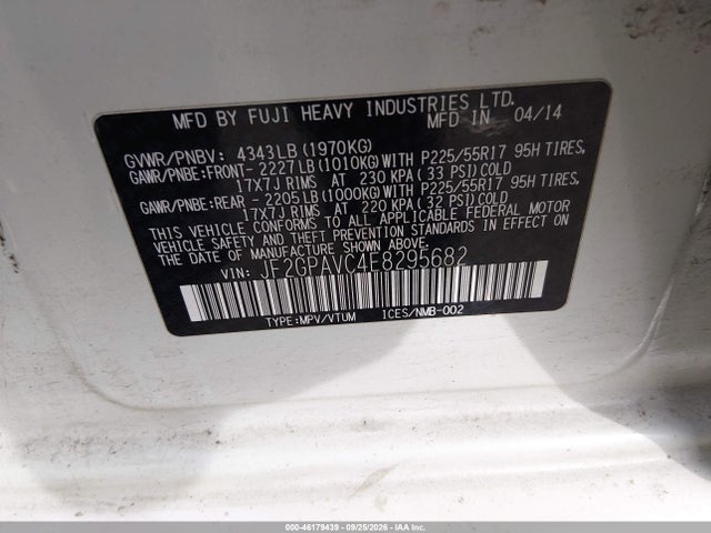 Aukcja sprzedaży 2014 Subaru Xv Crosstrek 2.0i Premium, vin: JF2GPAVC4E8295682, numer aukcji: 46179439