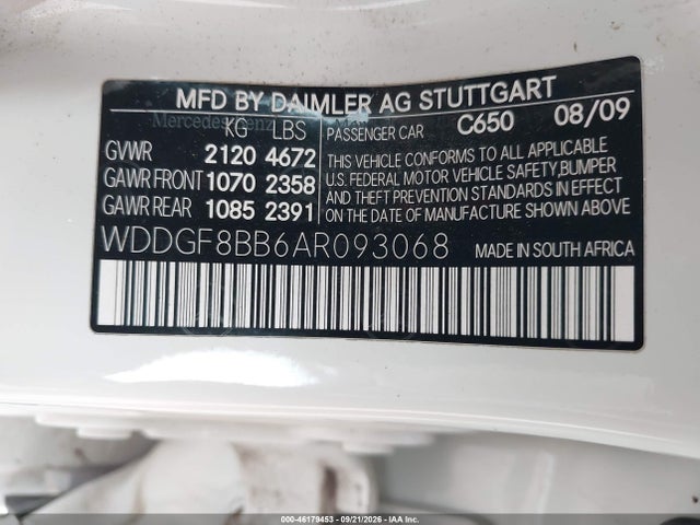 Продажа на аукционе авто 2010 Mercedes-benz C-class C 300 Sport/luxury 4matic, vin: WDDGF8BB6AR093068, номер лота: 46179453