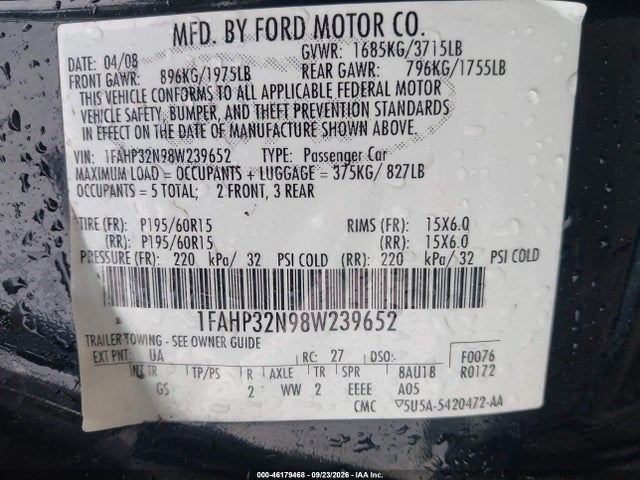 Продаж на аукціоні авто 2008 Ford Focus S, vin: 1FAHP32N98W239652, номер лоту: 46179468