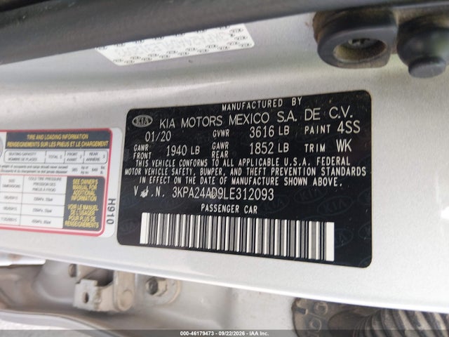 KIA RIO LX 2020 3KPA24AD9LE312093 Image 9