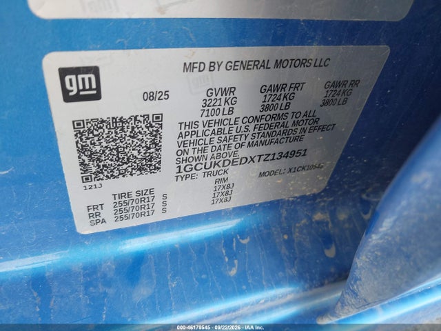 1GCUKDEDXTZ134951 Chevrolet Silverado 1500 4wd Standard Bed Lt
