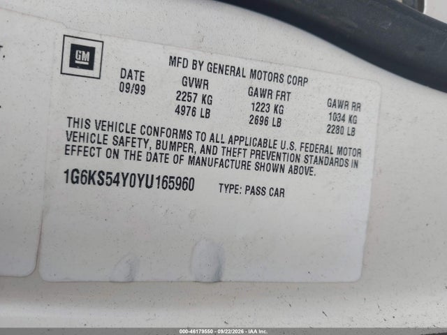 Продажа на аукционе авто 2000 Cadillac Seville Sls, vin: 1G6KS54Y0YU165960, номер лота: 46179550