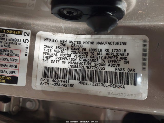 Продаж на аукціоні авто 2006 Toyota Corolla Ce, vin: 1NXBR32E76Z729053, номер лоту: 46179571