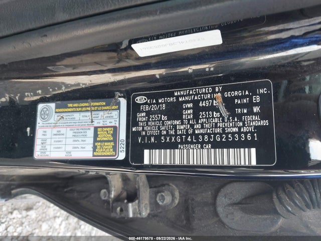 2018 Kia Optima Lx მანქანა იყიდება აუქციონზე, vin: 5XXGT4L38JG253361, აუქციონის ნომერი: 46179578