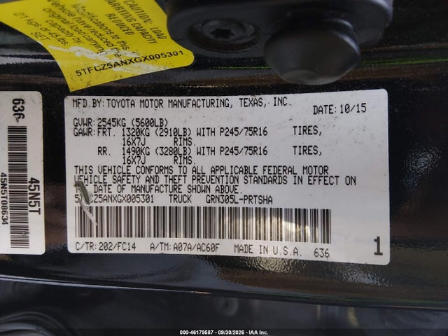 Продаж на аукціоні авто 2016 Toyota Tacoma Sr5 V6, vin: 5TFCZ5ANXGX005301, номер лоту: 46179587