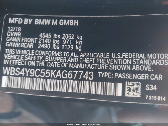 WBS4Y9C55KAG67743 BMW M4