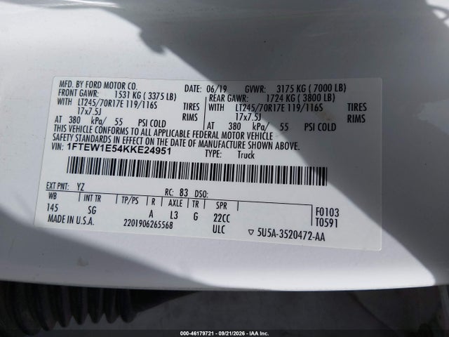 Ford F-150 Xl 2019 1FTEW1E54KKE24951 Image 9