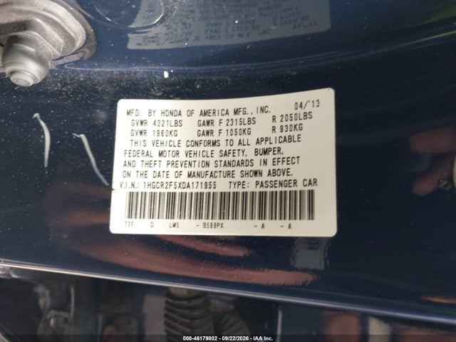 Aukcja sprzedaży 2013 Honda Accord Sport, vin: 1HGCR2F5XDA171955, numer aukcji: 46179802
