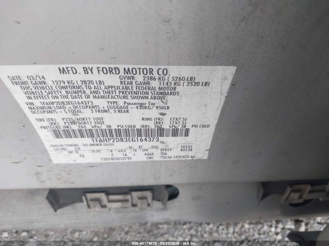 Продаж на аукціоні авто 2014 Ford Taurus Se, vin: 1FAHP2D83EG164373, номер лоту: 46179870