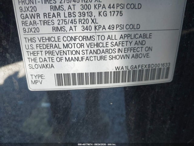 Aukcja sprzedaży 2011 Audi Q7 3.0t Premium, vin: WA1LGAFEXBD001633, numer aukcji: 46179874