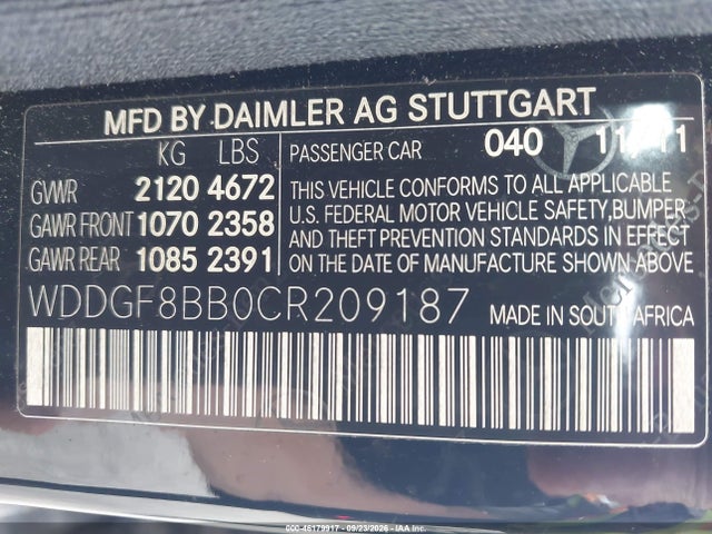 Aukcja sprzedaży 2012 Mercedes-benz C 300 Luxury 4matic/sport 4matic, vin: WDDGF8BB0CR209187, numer aukcji: 46179917