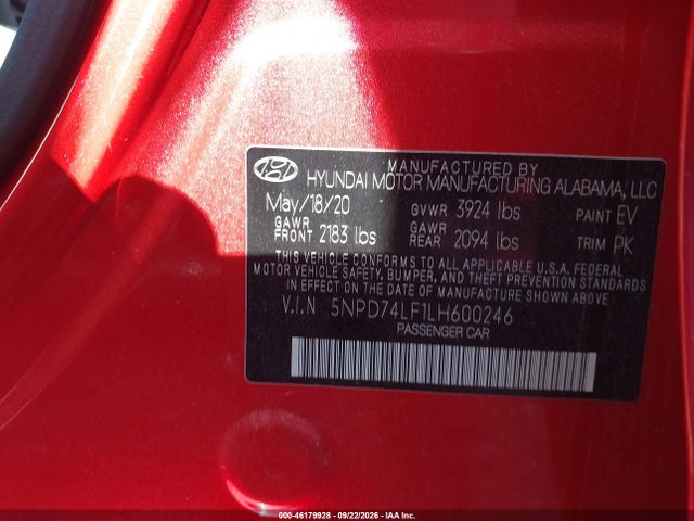 Hyundai ELANTRA SE 2020 5NPD74LF1LH600246 Image 9
