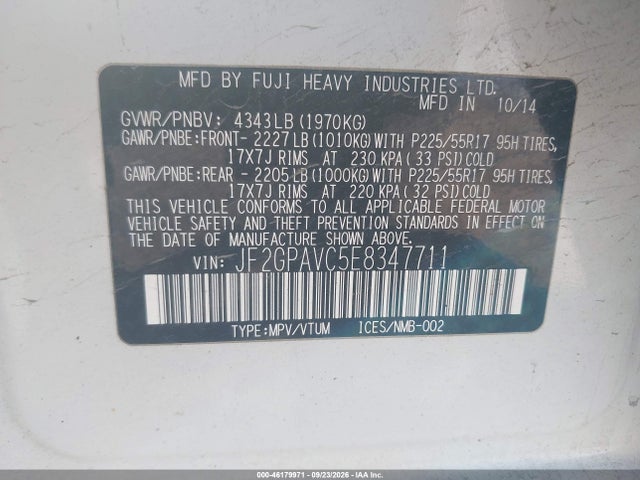 Aukcja sprzedaży 2014 Subaru Xv Crosstrek 2.0i Premium, vin: JF2GPAVC5E8347711, numer aukcji: 46179971