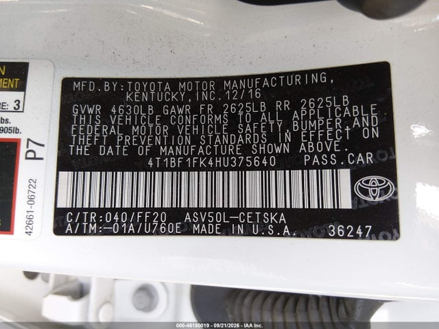 4T1BF1FK4HU375640 Toyota CAMRY SE