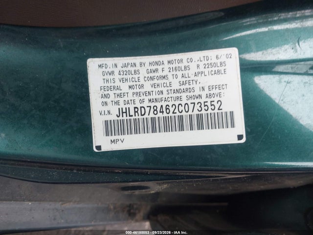 Продажа на аукционе авто 2002 Honda Cr-v Lx, vin: JHLRD78462C073552, номер лота: 46180053