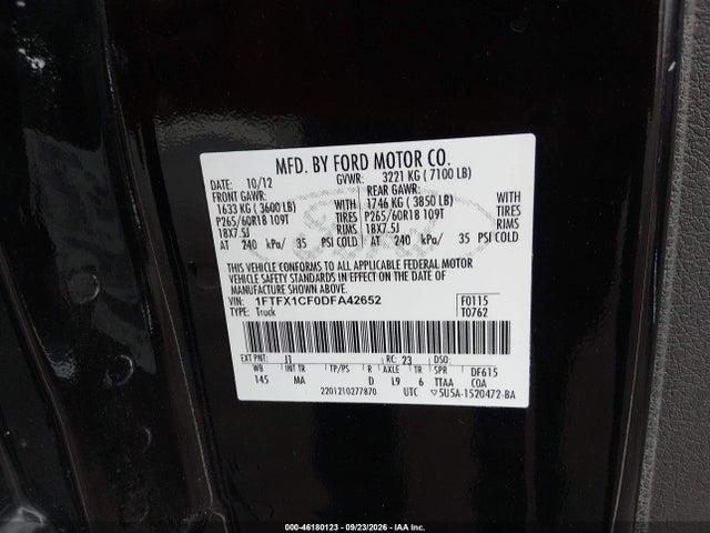 Продажа на аукционе авто 2013 Ford F-150 Xlt, vin: 1FTFX1CF0DFA42652, номер лота: 46180123