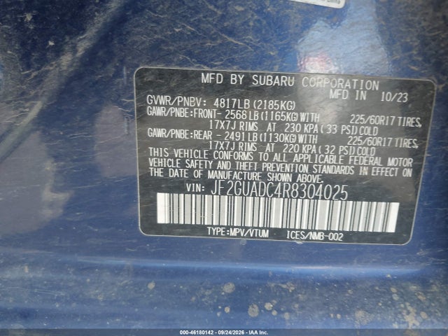 Subaru Crosstrek Premium 2024 JF2GUADC4R8304025 Image 9