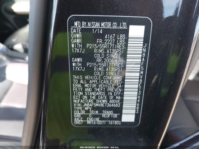 Продажа на аукционе авто 2014 Nissan Juke Sl, vin: JN8AF5MV8ET364683, номер лота: 46180239
