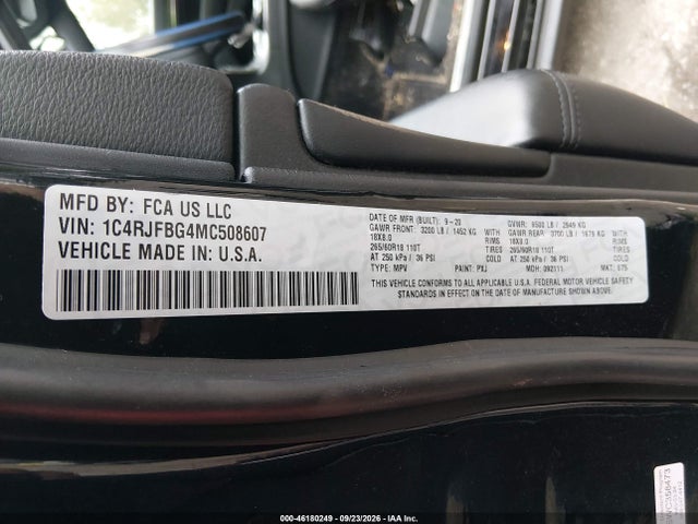 Aukcja sprzedaży 2021 Jeep Grand Cherokee Limited 4x4, vin: 1C4RJFBG4MC508607, numer aukcji: 46180249