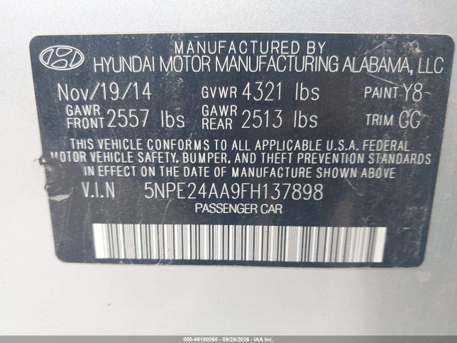 Hyundai SONATA ECO 2015 5NPE24AA9FH137898 Image 9