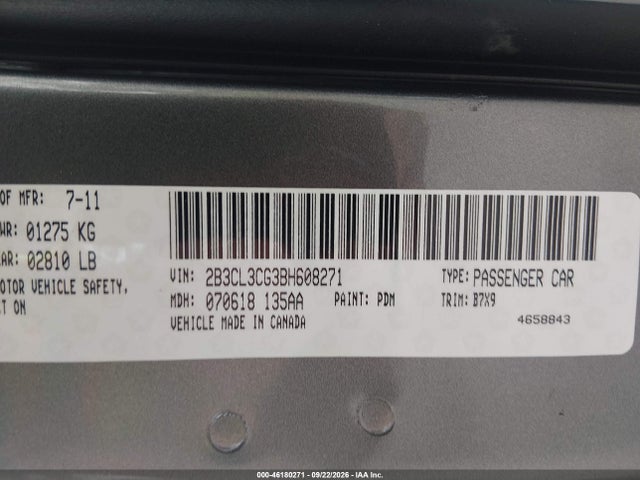 Aukcja sprzedaży 2011 Dodge Charger, vin: 2B3CL3CG3BH608271, numer aukcji: 46180271