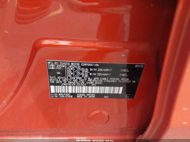 Продажа на аукционе авто 2015 Toyota Rav4 Le, vin: JTMZFREV3FJ053423, номер лота: 46180298