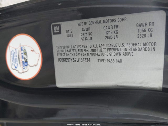 Aukcja sprzedaży 2009 Cadillac Dts 1sc, vin: 1G6KD57Y59U134324, numer aukcji: 46180349