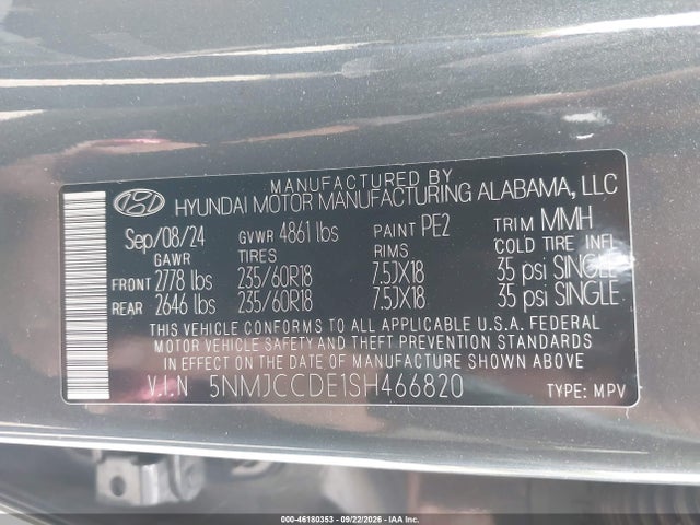 Продаж на аукціоні авто 2025 Hyundai Tucson Sel Convenience, vin: 5NMJCCDE1SH466820, номер лоту: 46180353