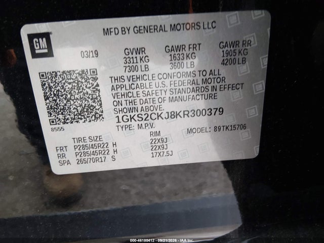 Продаж на аукціоні авто 2019 Gmc Yukon Denali, vin: 1GKS2CKJ8KR300379, номер лоту: 46180412