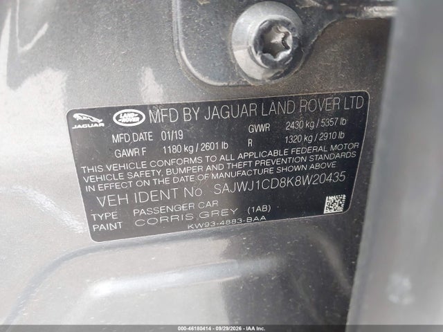 Aukcja sprzedaży 2019 Jaguar Xj R-sport, vin: SAJWJ1CD8K8W20435, numer aukcji: 46180414