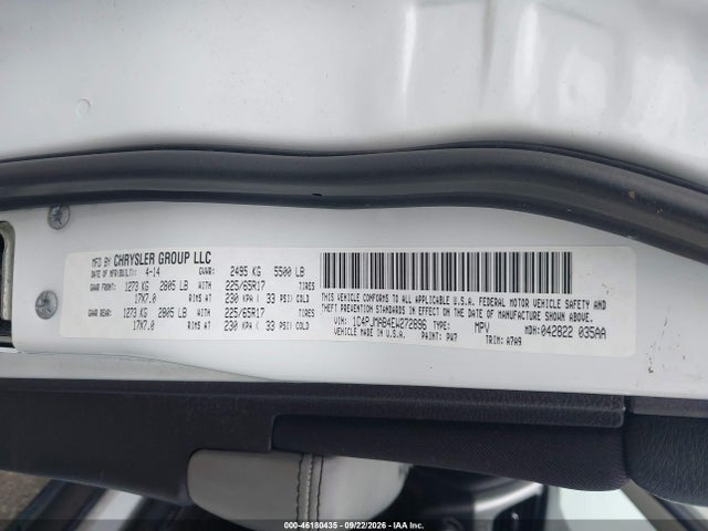 2014 Jeep Cherokee Sport მანქანა იყიდება აუქციონზე, vin: 1C4PJMAB4EW272896, აუქციონის ნომერი: 46180435