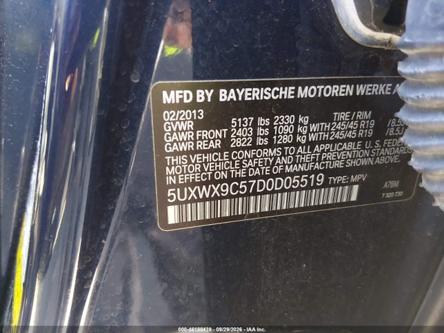 Продажа на аукционе авто 2013 Bmw X3 Xdrive28i, vin: 5UXWX9C57D0D05519, номер лота: 46180439