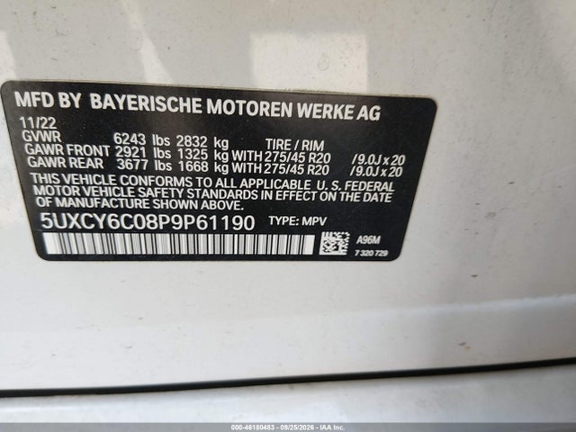 Aukcja sprzedaży 2023 Bmw X6 Xdrive40i, vin: 5UXCY6C08P9P61190, numer aukcji: 46180483