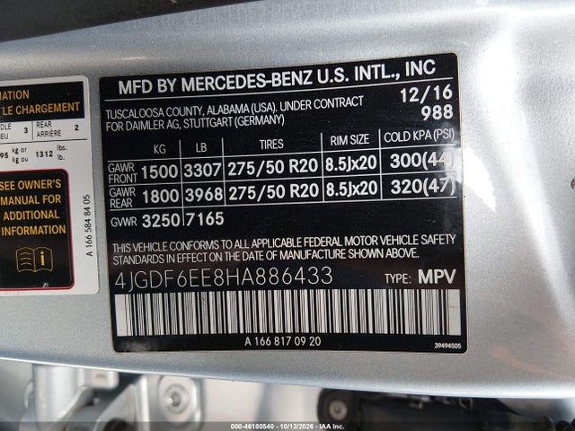 4JGDF6EE8HA886433 Mercedes-Benz Gls 450 4matic