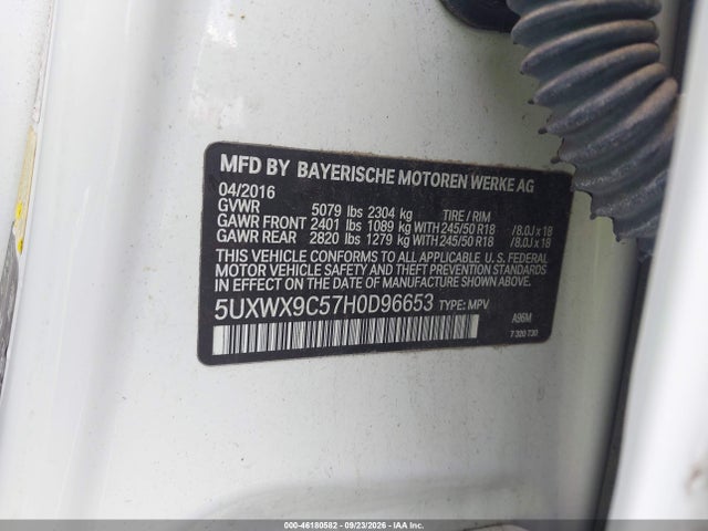Продаж на аукціоні авто 2017 Bmw X3 Xdrive28i, vin: 5UXWX9C57H0D96653, номер лоту: 46180582