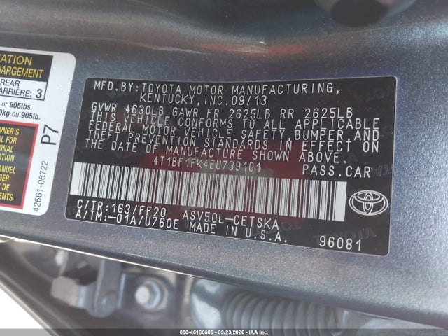 Продажа на аукционе авто 2014 Toyota Camry Se, vin: 4T1BF1FK4EU739101, номер лота: 46180606