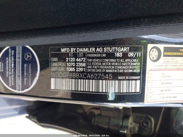 Aukcja sprzedaży 2012 Mercedes-benz C 300 Sport 4matic, vin: WDDGF8BBXCA627545, numer aukcji: 46180636