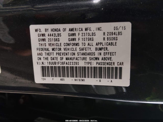 Продажа на аукционе авто 2015 Acura Tlx, vin: 19UUB1F36FA023290, номер лота: 46180690