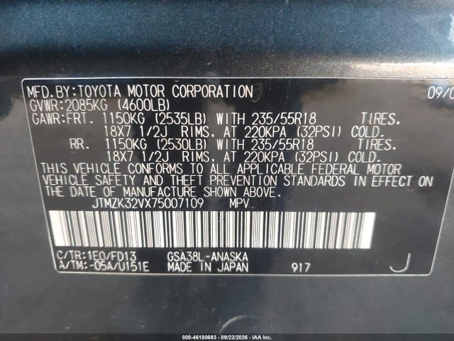 Продаж на аукціоні авто 2007 Toyota Rav4 Sport V6, vin: JTMZK32VX75007109, номер лоту: 46180693