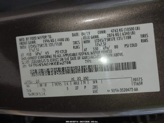Продажа на аукционе авто 2019 Ford F-350 Xl, vin: 1FT8W3A69KEE92796, номер лота: 46180714