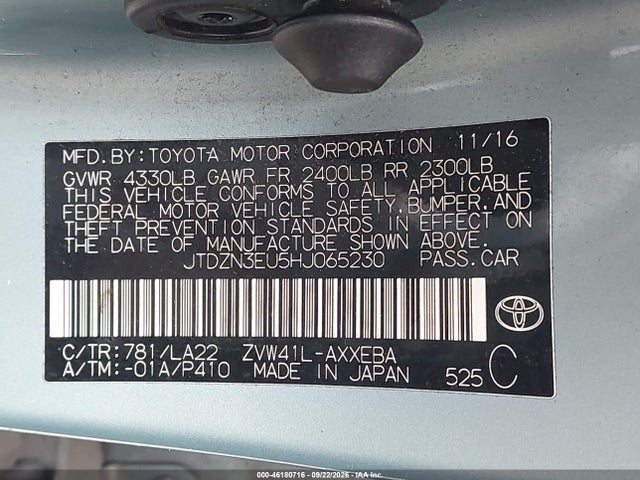 Продажа на аукционе авто 2017 Toyota Prius V Five, vin: JTDZN3EU5HJ065230, номер лота: 46180716