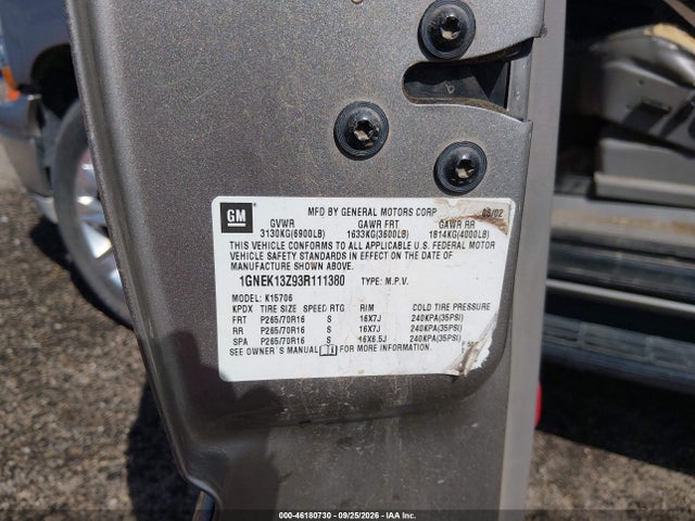 2003 Chevrolet Tahoe Lt მანქანა იყიდება აუქციონზე, vin: 1GNEK13Z93R111380, აუქციონის ნომერი: 46180730