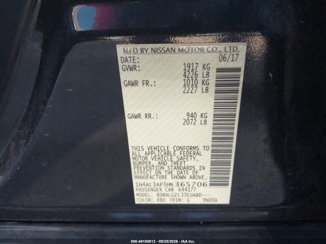 Nissan Altima 2.5 S 2017 1N4AL3AP3HN365706 Image 9