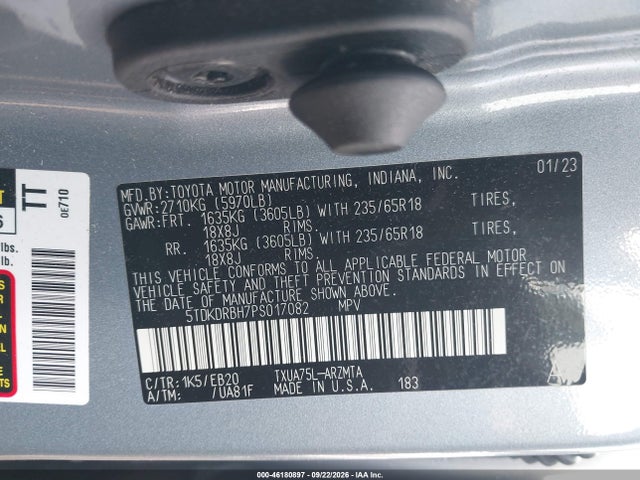 Toyota Highlander Xle 2023 5TDKDRBH7PS017082 Image 9