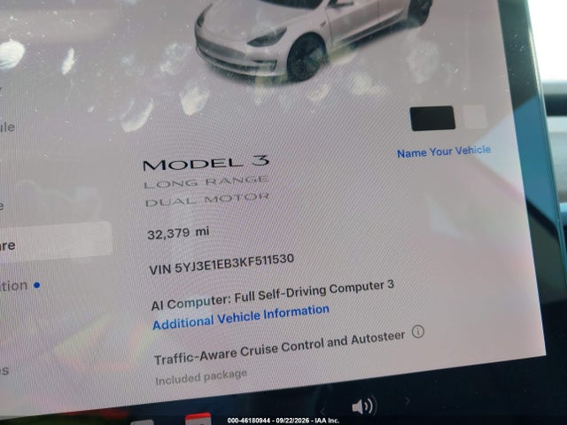 Продаж на аукціоні авто 2019 Tesla Model 3 Long Range/performance, vin: 5YJ3E1EB3KF511530, номер лоту: 46180944