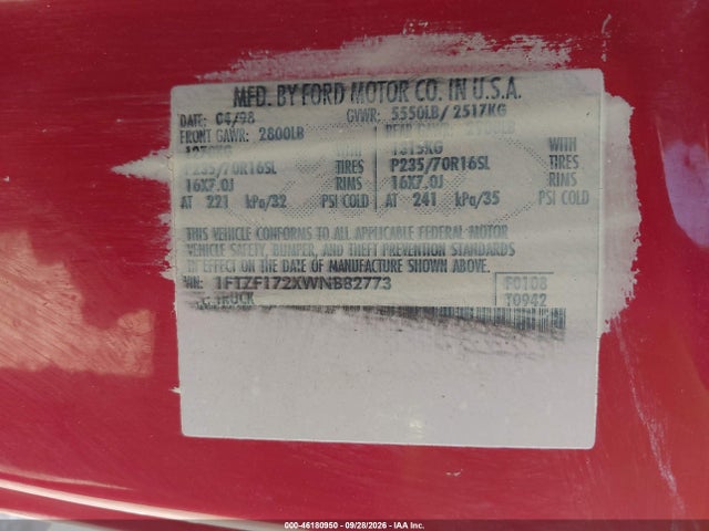 Aukcja sprzedaży 1998 Ford F-150 Standard/xl/xlt, vin: 1FTZF172XWNB82773, numer aukcji: 46180950