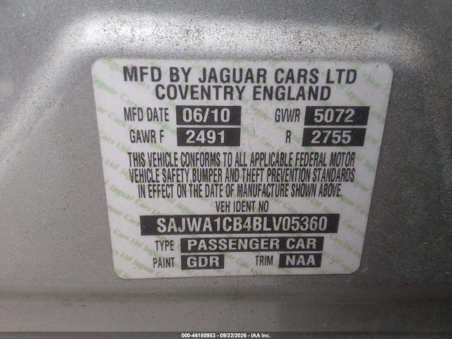 Продажа на аукционе авто 2011 Jaguar Xj, vin: SAJWA1CB4BLV05360, номер лота: 46180953