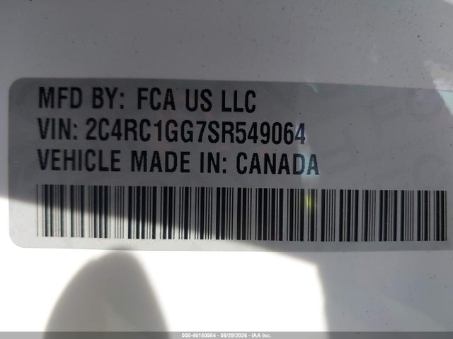 46180984 :رقم المزاد ، 2C4RC1GG7SR549064 vin ، 2025 Chrysler Pacifica Limited مزاد بيع